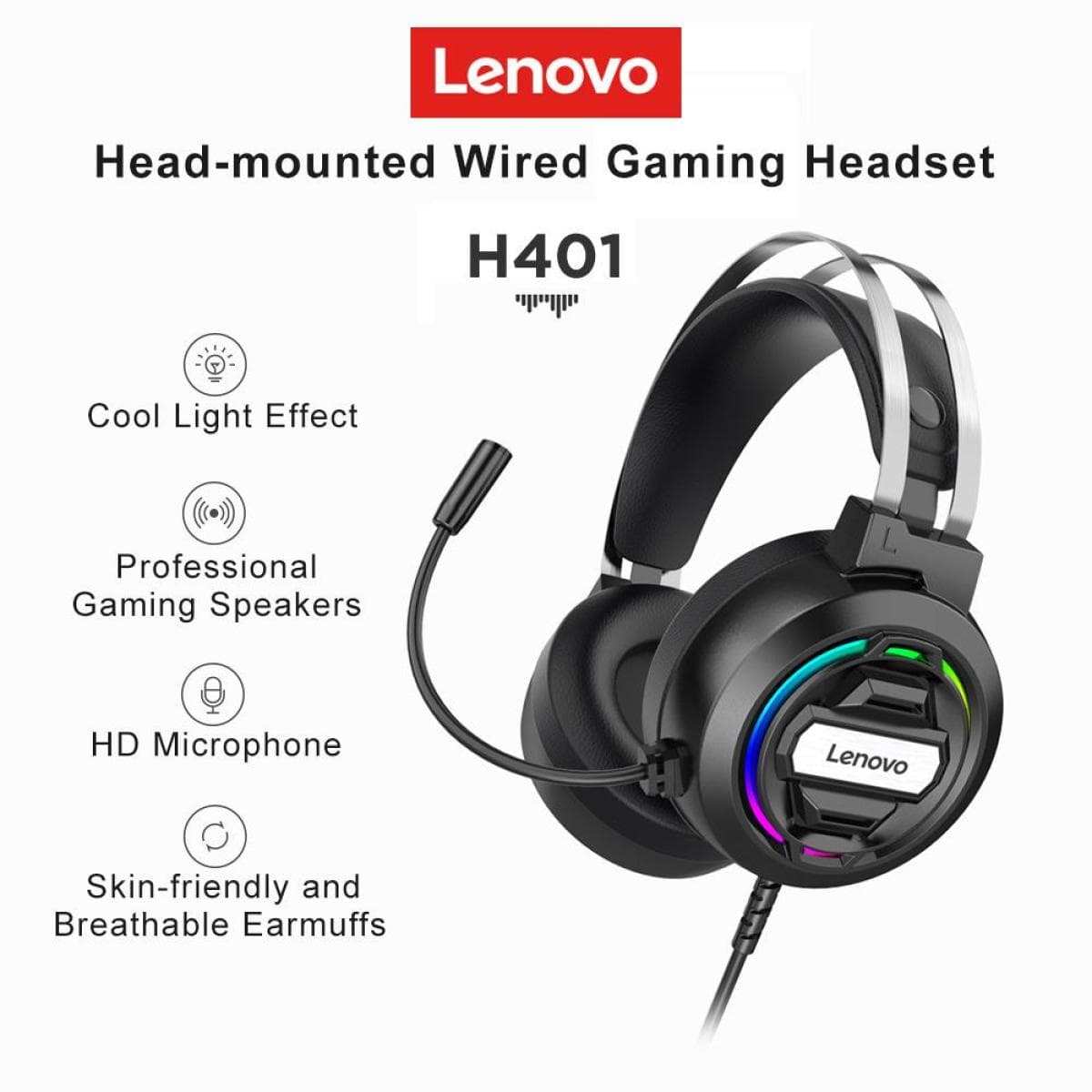 LENOVO accesories Lenovo H401 Wired Gaming RGB Headset with MIC for Laptop PC