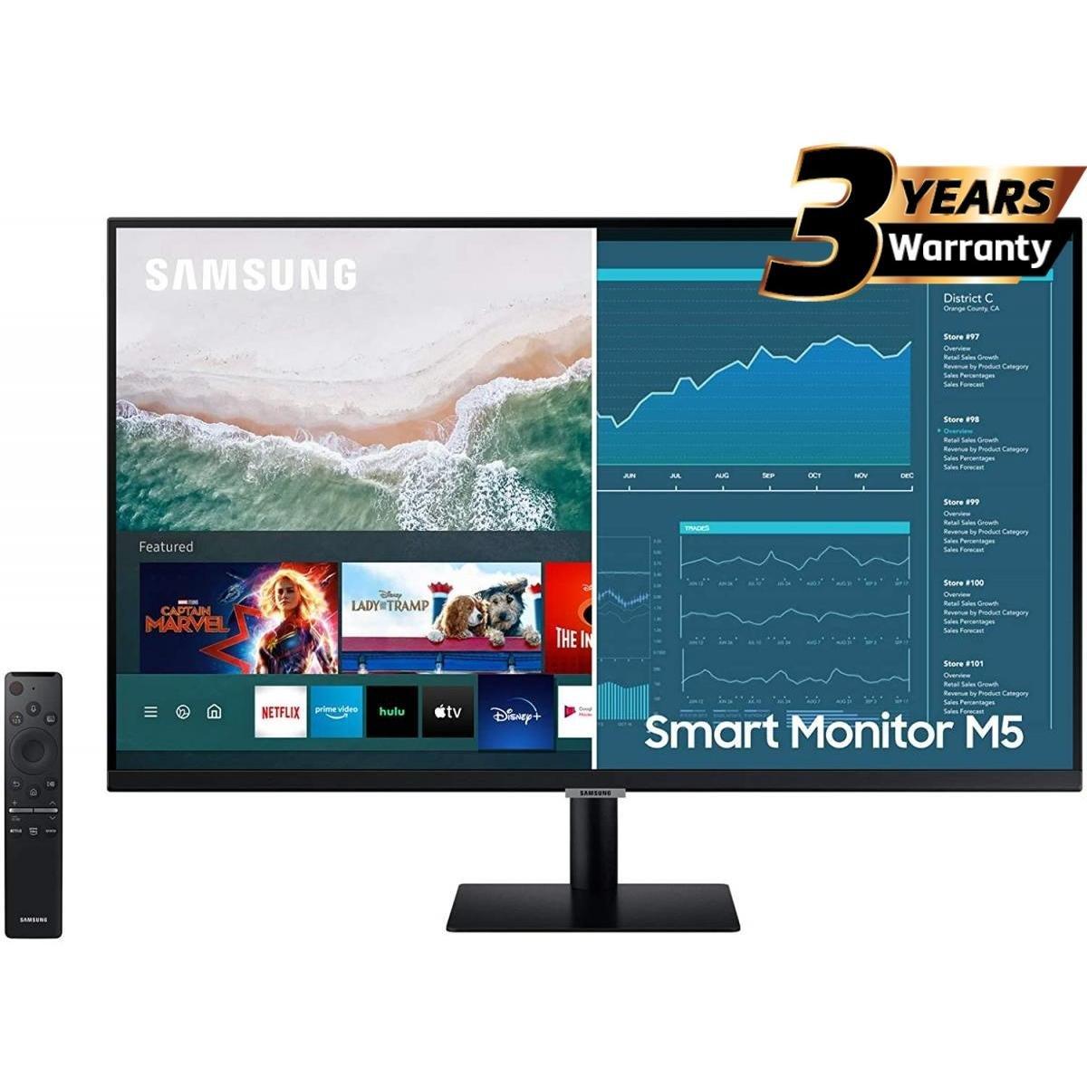 SAMSUNG Computer Monitors Black SAMSUNG M5 32" FHD HDR10 Smart Monitor 4ms (GTG),1B Colors & USB Ports - with Netflix, YouTube & Apple TV Streaming - black or White