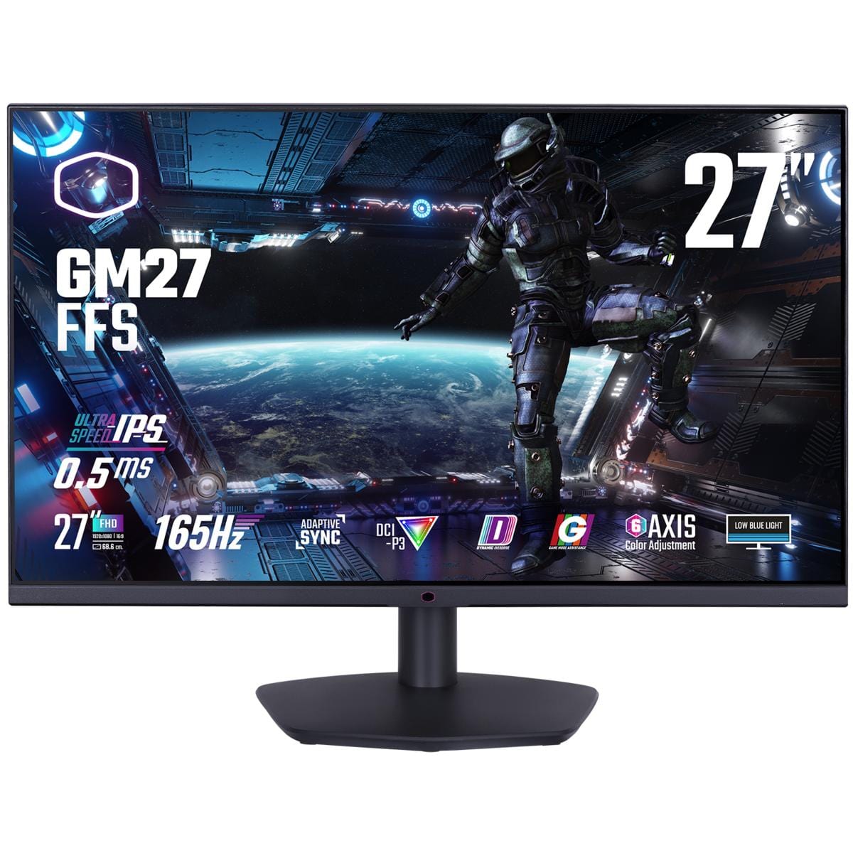 COOLER MASTER Computer Monitors Cooler Master (GM27-FFS) 27" FHD Flat Gaming Monitor, Ultra-Speed IPS, 165Hz, 0.5ms, HDR10, DCI-P3 90% sRGB 120%, G-Sync Compatible