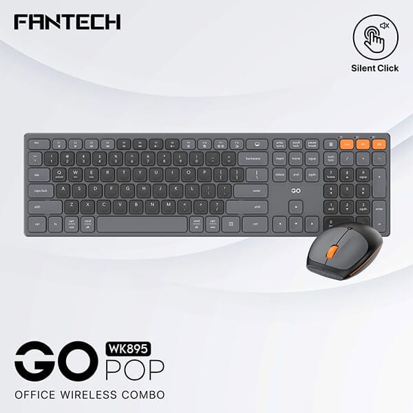 FANTECH Keyboard FANTECH WK895 GO Pop Office Wireless Keyboard Mouse Combo – BLACK (Arabic Keys)