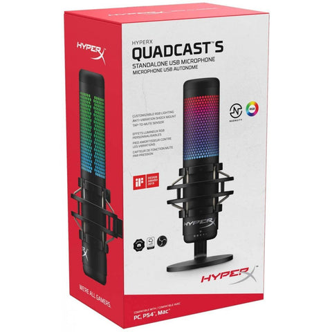 HYPERX mic HyperX QuadCast S - USB High Performance Gaming Microphone, RGB ,for PC, PS4 and Mac