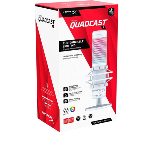 HYPERX mic HyperX QuadCast S - USB High Performance Gaming Microphone, RGB ,for PC, PS4 and Mac (White Edition)