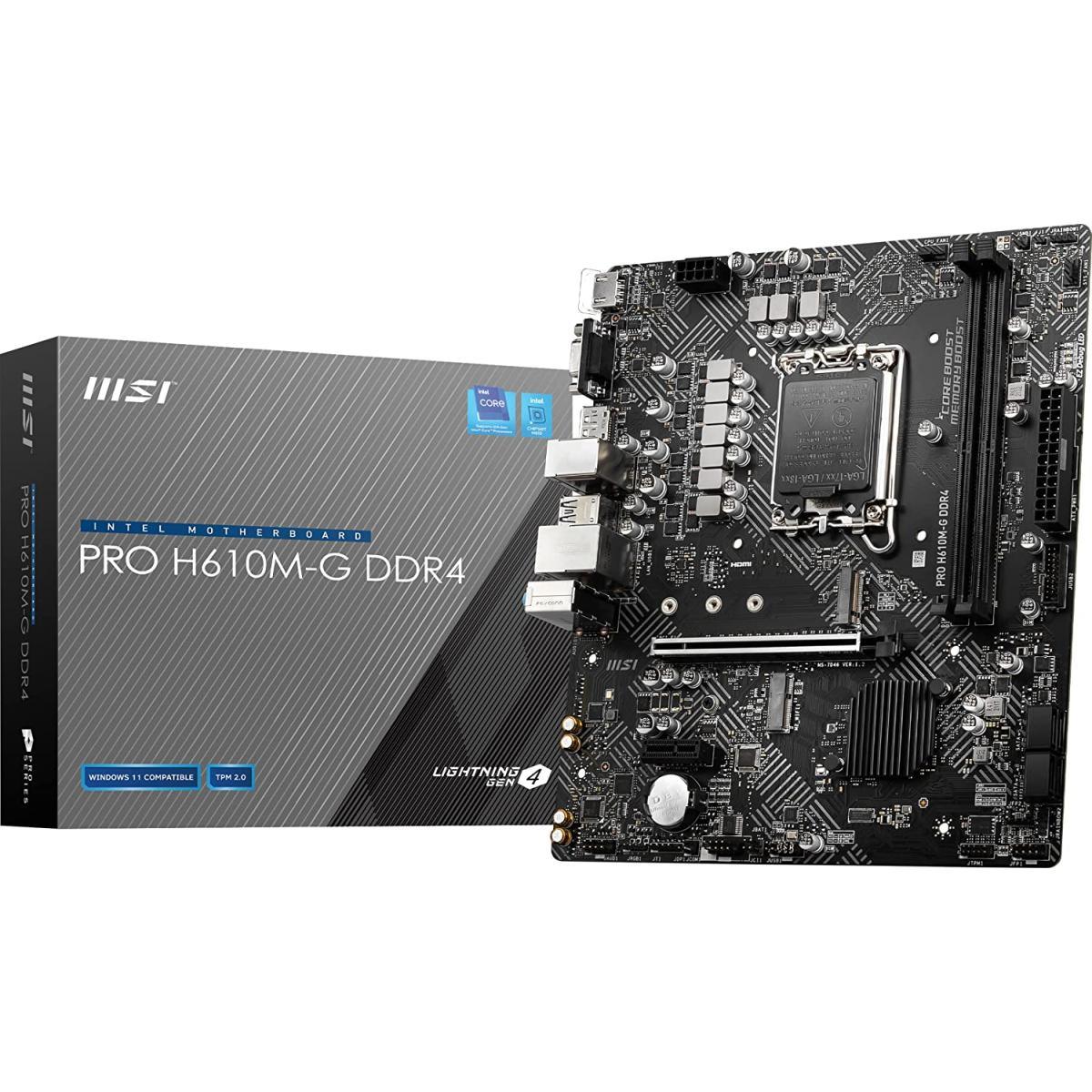 MSI MOTHERBOARD MSI Motherboard PRO H610M-G DDR4 LGA 1700 Intel 12th PCIe 4.0 USB 3.2 Gen1 M.2 mATX