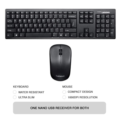 LENOVO OFFICE KEYBOARD Lenovo 100 Wireless Combo Keyboard with Mouse Arabic / English - Back