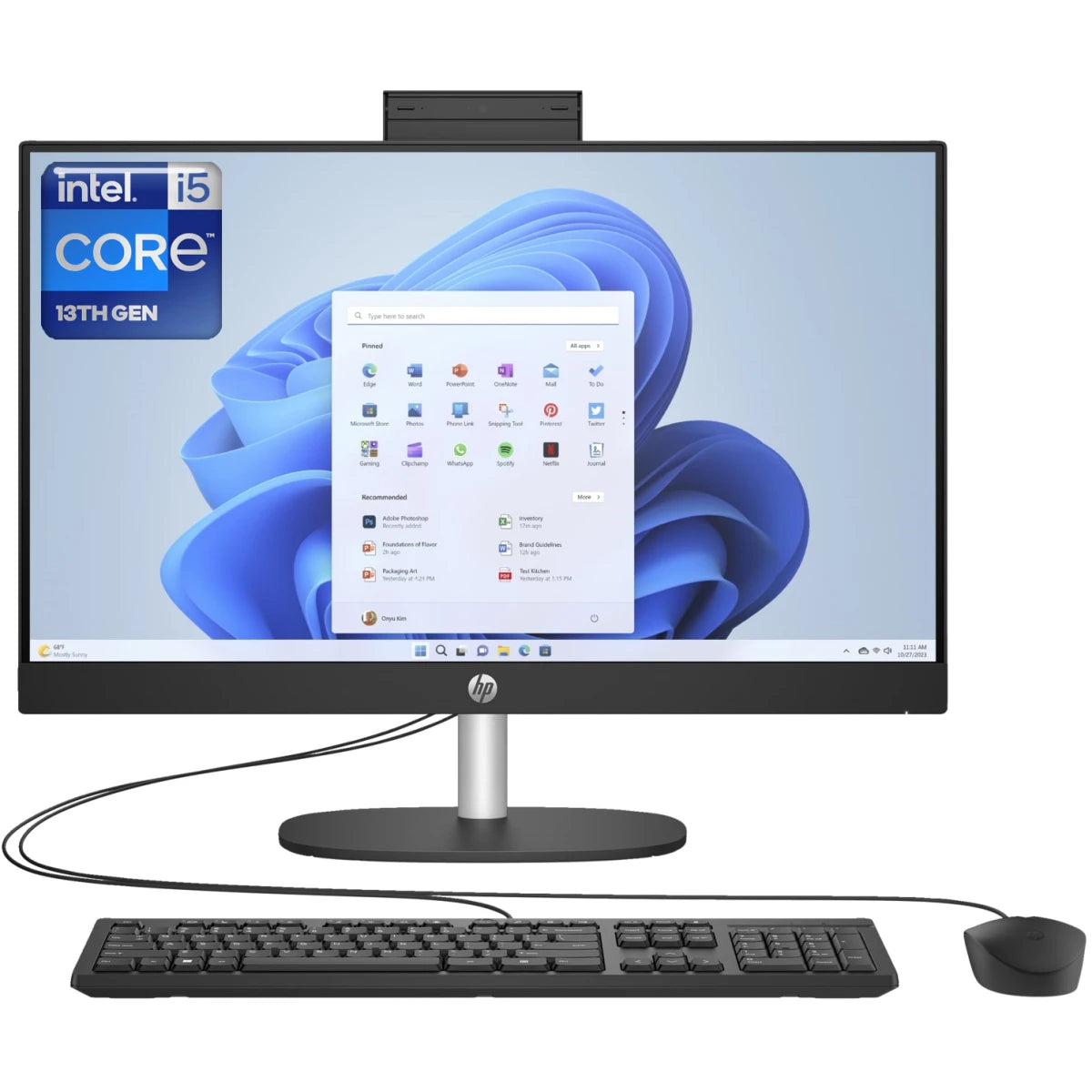 HP All-in-One 24-cr0026ne PC (2023) NEW 13Gen Intel Core i5 10-Cores w/ 24" IPS Full HD 99% sRGB Display - Black