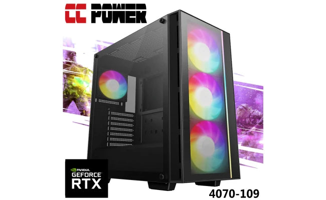 CC Power 4070-109 Gaming PC NEW 12Gen Intel Core i7 12-Cores w/ RTX 4070 12GB DDR6 & Advanced Air Cooler