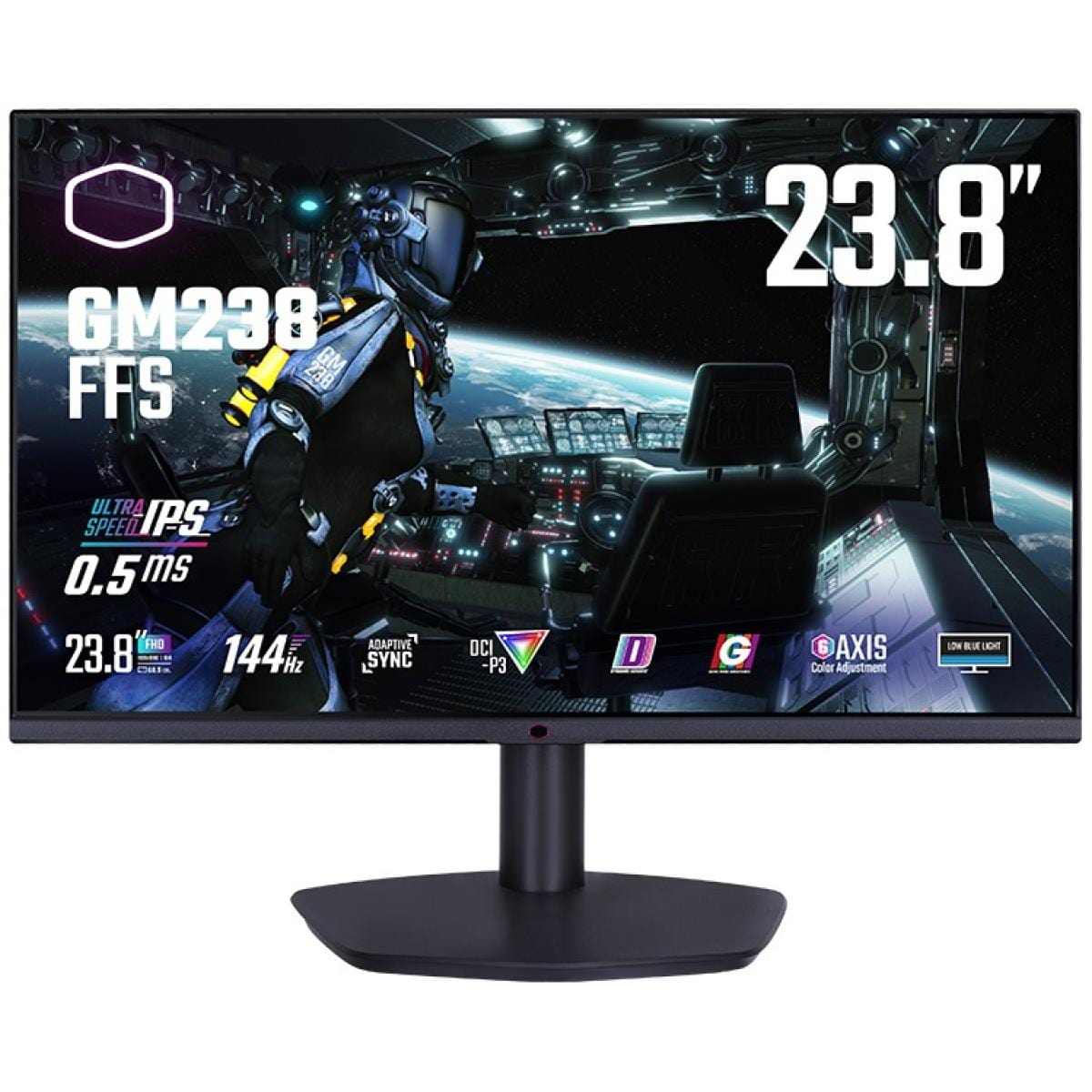 COOLER MASTER Computer Monitors Cooler Master (GM238-FFS) 24" FHD Flat Gaming Monitor, Ultra-Speed IPS, 144Hz, 0.5ms, HDR10, DCI-P3 90% sRGB 120%, G-Sync Compatible