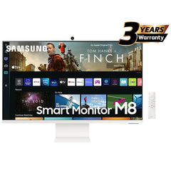 SAMSUNG Computer Monitors Samsung M8 (BM801) Smart 32" 4K UHD, Tizen™ OS Flat Business Monitor, VA, 60Hz, 4ms(GTG), HDR10+, 99% sRGB, USB Type-C w/ Cam, Speakers, Remote Control & Ergonomic Stand - White