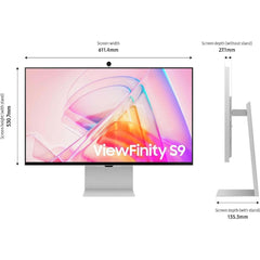 SAMSUNG Computer Monitors Samsung ViewFinity S9 (S90PC) Smart 27" 5K Flat Matte Monitor For Win & Mac, IPS, 218 PPI, 60Hz, 5ms(GTG), HDR, 100% sRGB, 99% DCI Coverage Color w/ 4K SlimFit camera, Metal Slim Design, Ergonomics & Adaptive Sound+ Speakers (Light Gray)