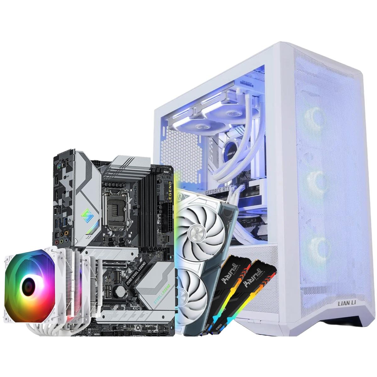Best Buy For Online Shopping Desktop Computers INTEL CORE I7 11700 // RTX 4060 8GB // 16GB RAM w/ (Free White Gaming Mouse & Keyboard) - Special Black & White Build Offer