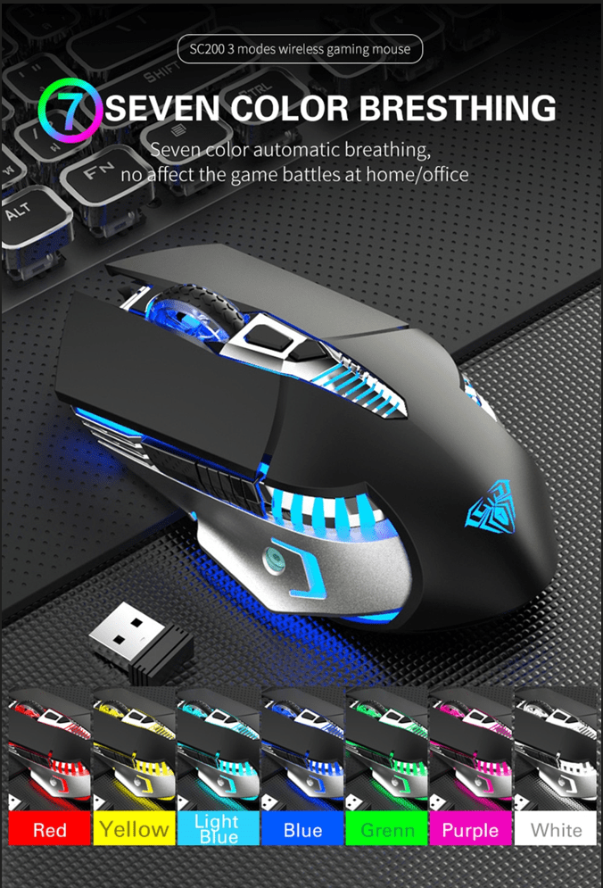 AULA GAMING MOUSE AULA sc200 Rechargeable Bluetooth Gaming Mouse RGB