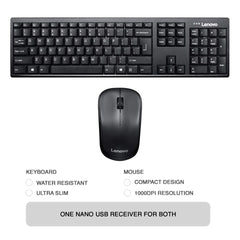 LENOVO OFFICE KEYBOARD Lenovo 100 Wireless Combo Keyboard with Mouse Arabic / English - Back