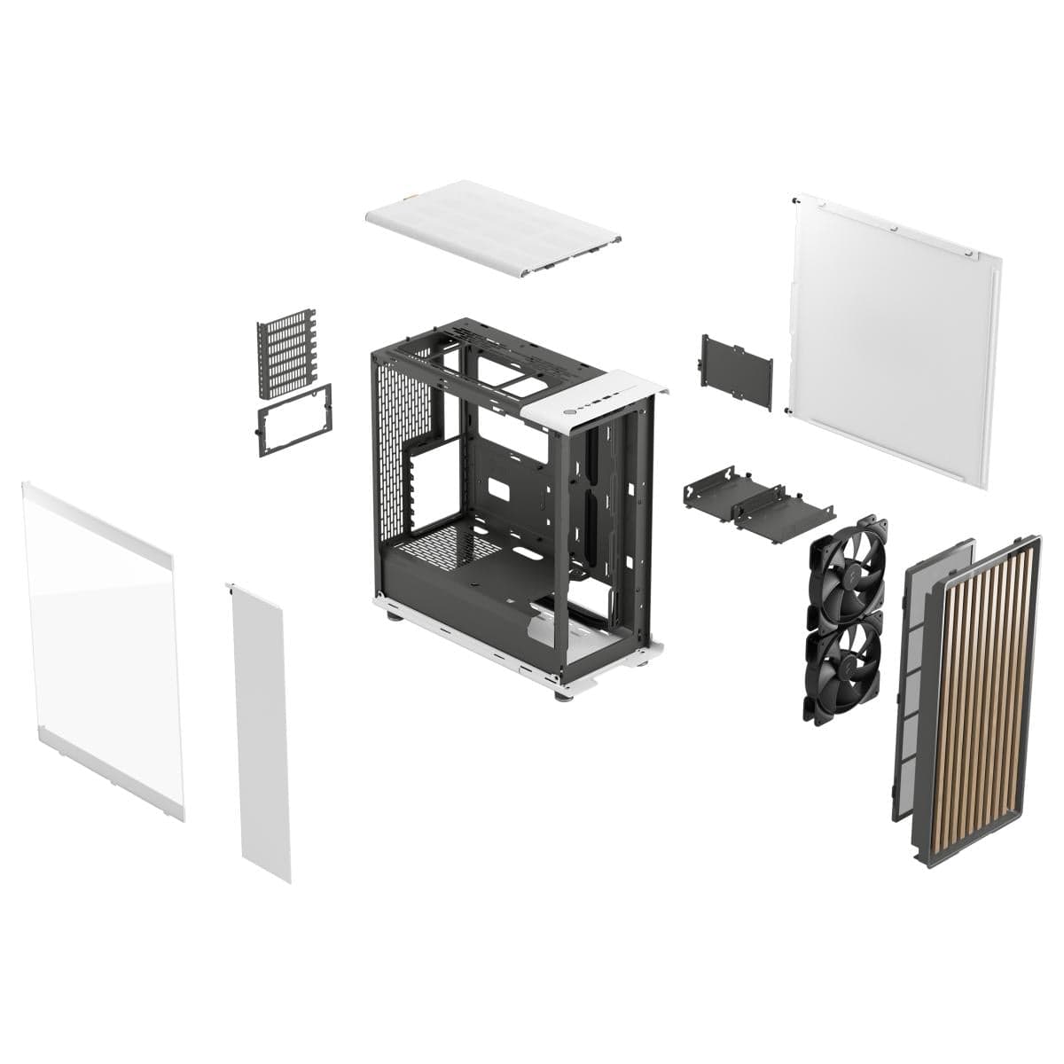 Fractal PC CASE Fractal Design North (Chalk White Mesh Ventilated Side) Mid-Tower Elegance Front Wood Gaming Case w/ Type-C & (Front) 2 x 140 mm PWM Fans