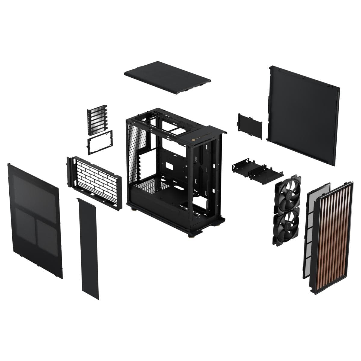 Fractal PC CASE Fractal Design North (Charcoal Black Mesh Ventilated Side) Mid-Tower Elegance Front Wood Gaming Case w/ Type-C & (Front) 2 x 140 mm PWM Fans