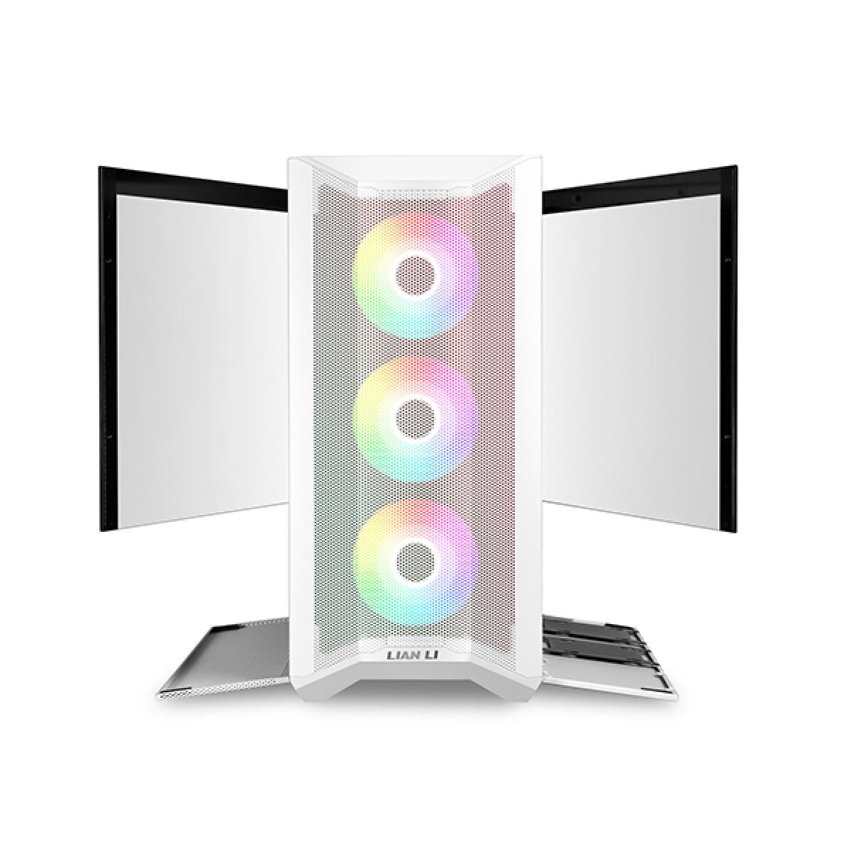 LIAN LI PC CASE Lian Li LANCOOL 2 MESH C RGB ATX Mid Tower Tempered Glass Gaming Case W/ Type-C & 3X120mm ARGB Fans - Snow White