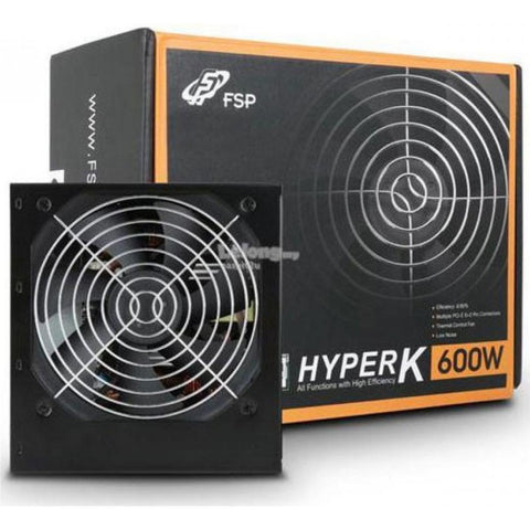 FSP POWER SUPPLY FSP HYPER K Series HYPER K 600W 80+ high quality 85% Efficiency ATX Power Supply,120mm Quiet Fan Black & Black Ribbon Cables