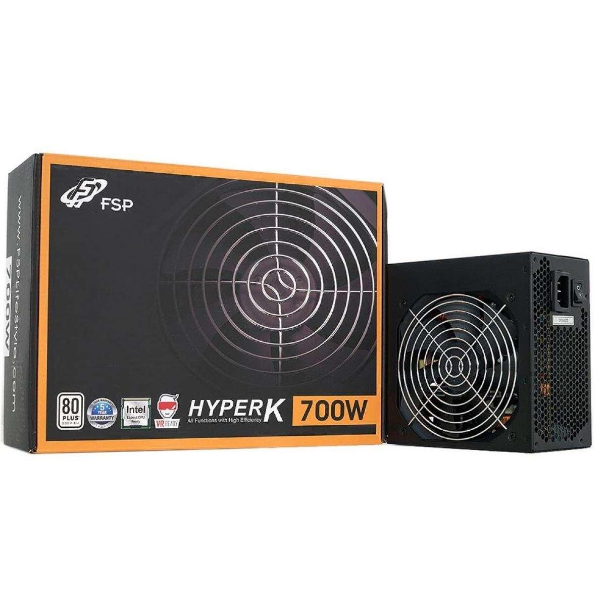 FSP POWER SUPPLY FSP HYPER K Series HYPER K 700W 80+ high quality 85% Efficiency ATX Power Supply,120mm Quiet Fan Black & Black Ribbon Cables