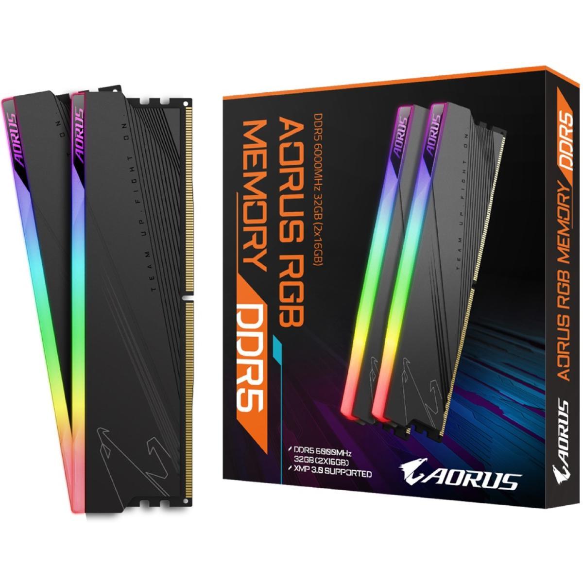 GIGABYTE RAM GIGABYTE AORUS Memory RGB DDR5 32GB (2x16GB) 6000MHz-CL40 Desktop Memory