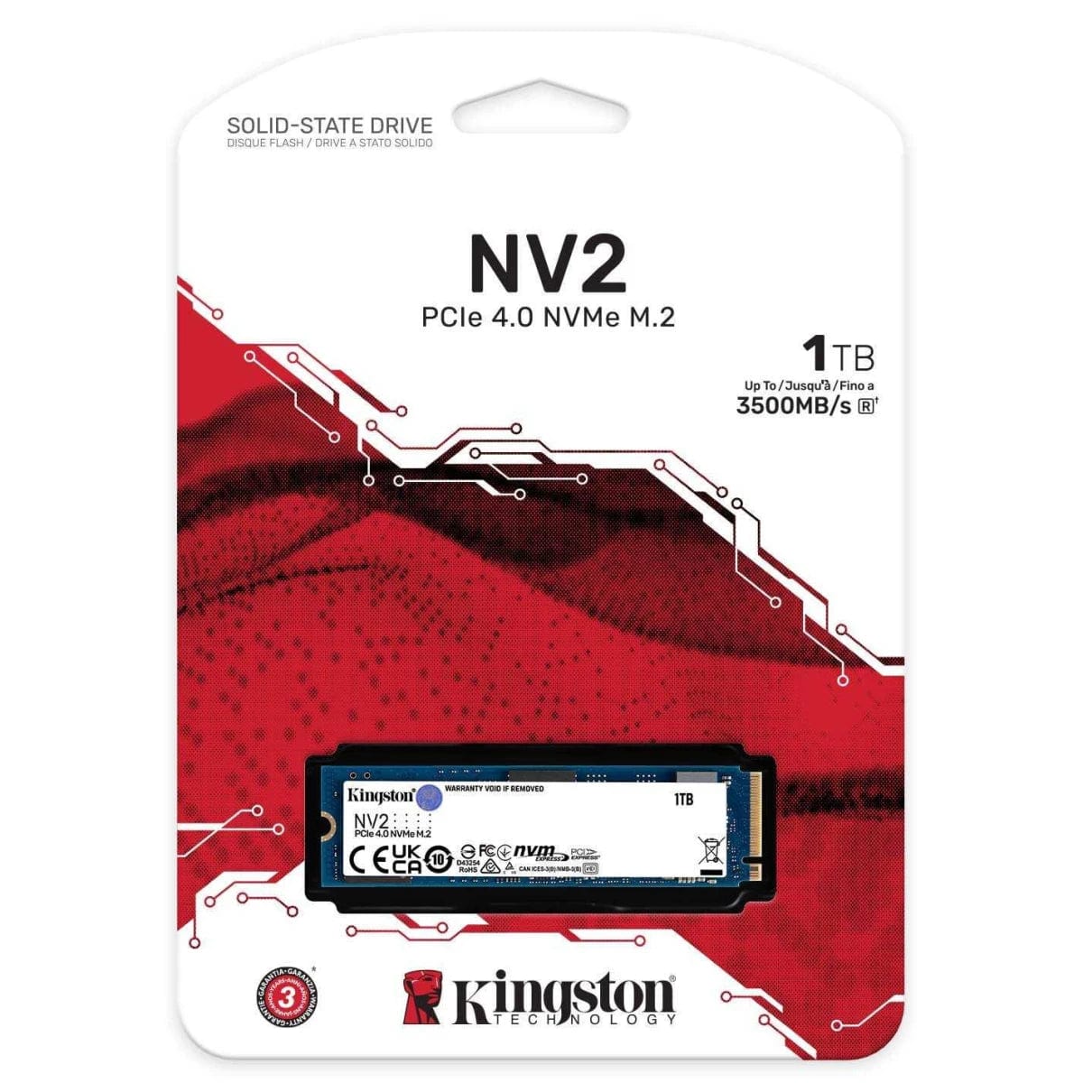 KINGSTON Solid State Drive Kingston NV2 1TB M.2 2280 NVMe PCIe 4.0 Internal SSD Up to 3500 MB/s