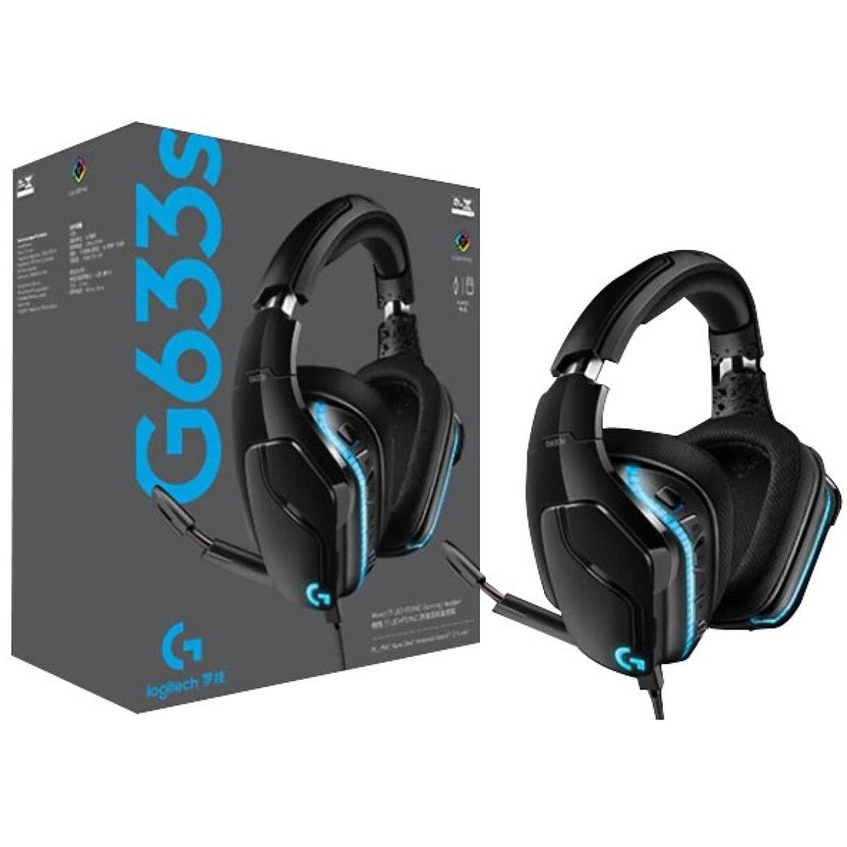 Microsoft Surface surface Logitech G633s RGB Wired Gaming Headset, USB (DTS Headphone:X 2.0) 7.1 Surround Sound , Flip-to-Mute Mic, Swivel, Multi Platform Support (3.5mm)